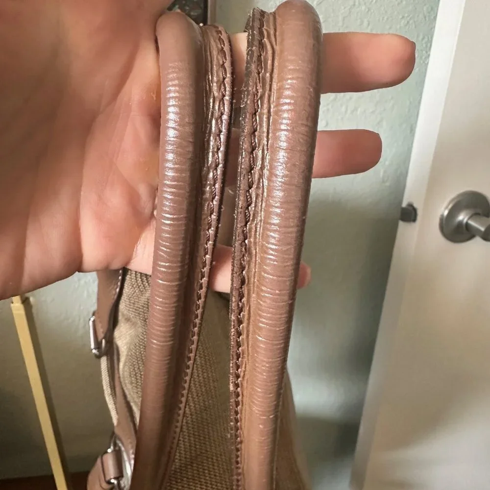 Celine Boston Bag Canvas and Patent Leather Fringe Shoulder Bag - EUC